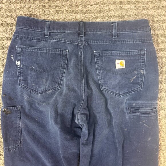 Carhartt FR Jeasn Pants 34X29  Loose Fit Mid Rise Faded Blue Trashed Distressed - Picture 9 of 9